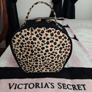 Vintage Victoria Secret Leopard Hat Box Animal Print Cheetah Cosmetic Makeup Bag